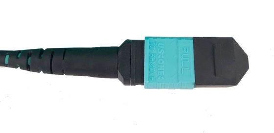 OM4 12 fils MPO câble de fibre de patch féminin 1m type B 3,0 mm Aqua