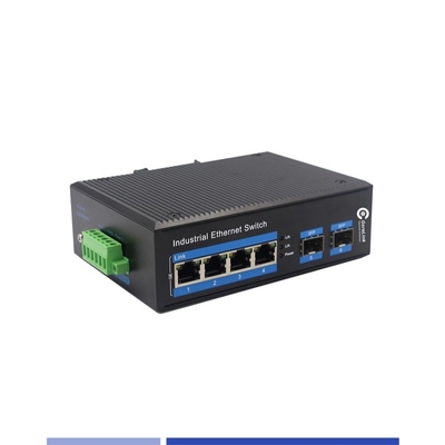 Convertisseur de fibres industrielles 10/100/1000M 2 SFP avec 4 ports RJ45 Single mode SMF Duplex 1310nm 20KM