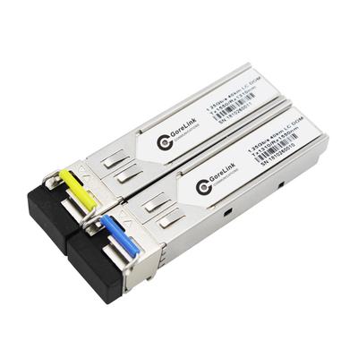 Émetteur-récepteur optique Gigabit BIDI 20 km à double fibre mode unique SFP module TX1310nm RX1550nm LC